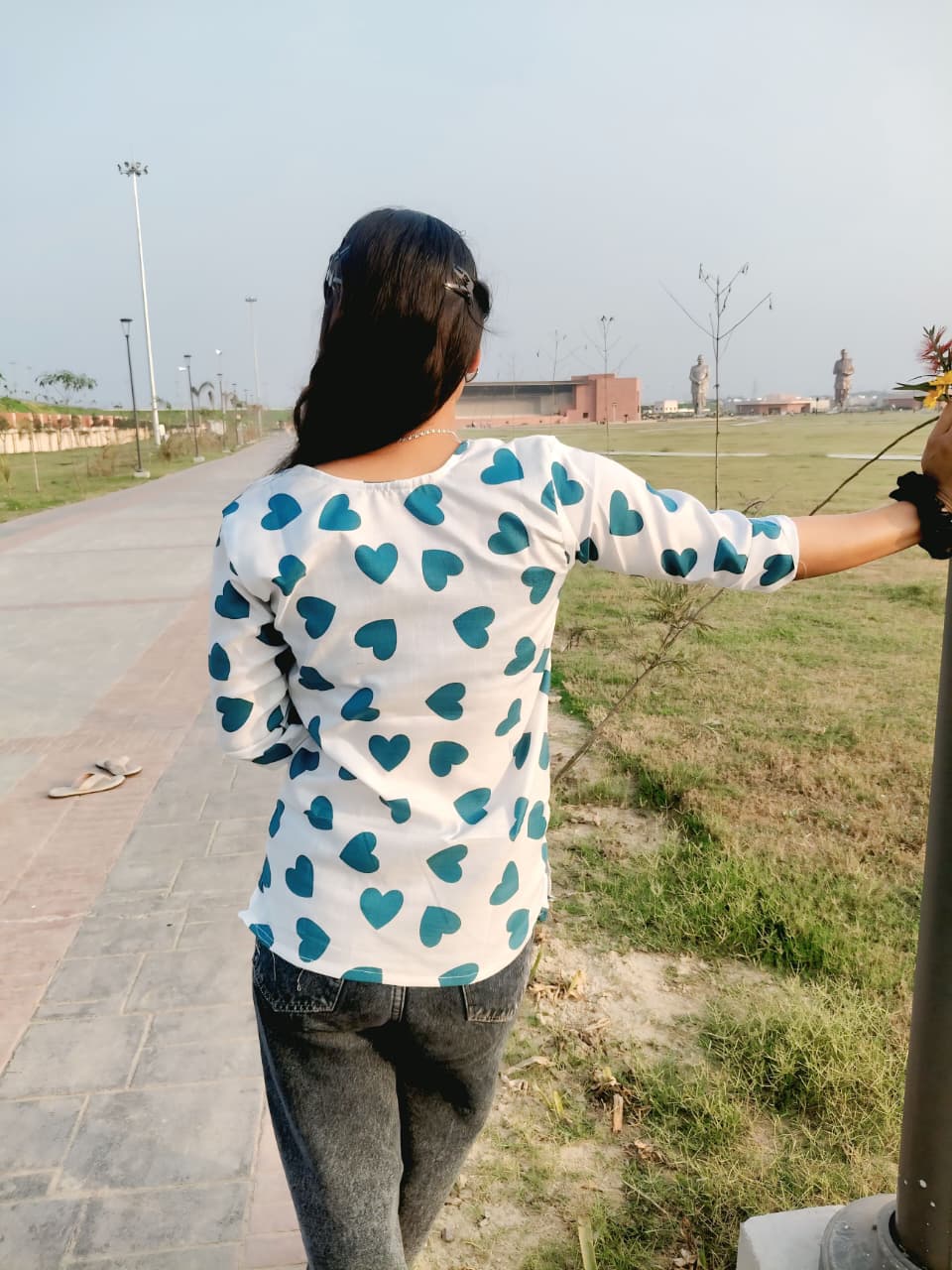 White Heart Print Women’s Short Kurti Top