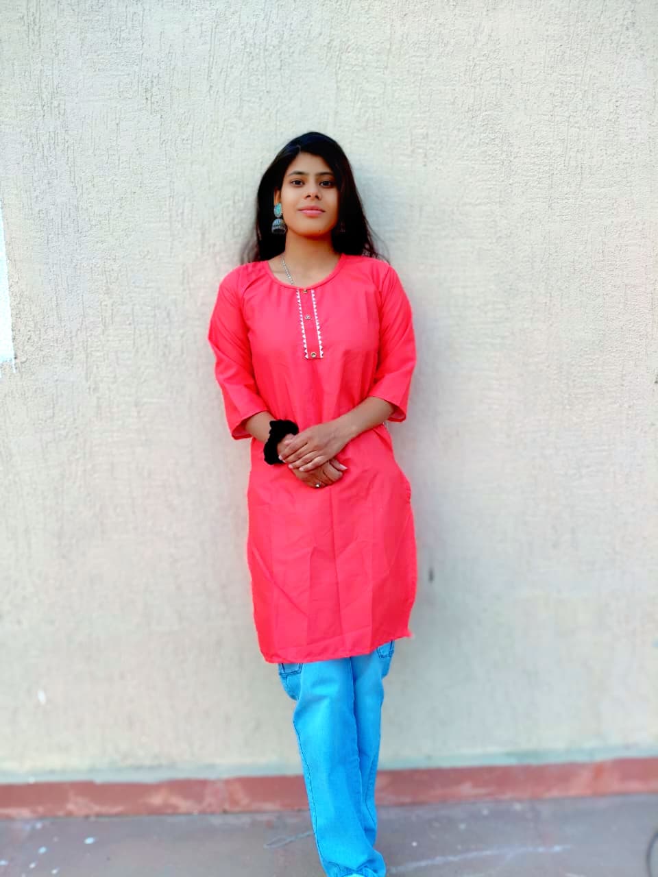 Peach Straight Kurti for Women