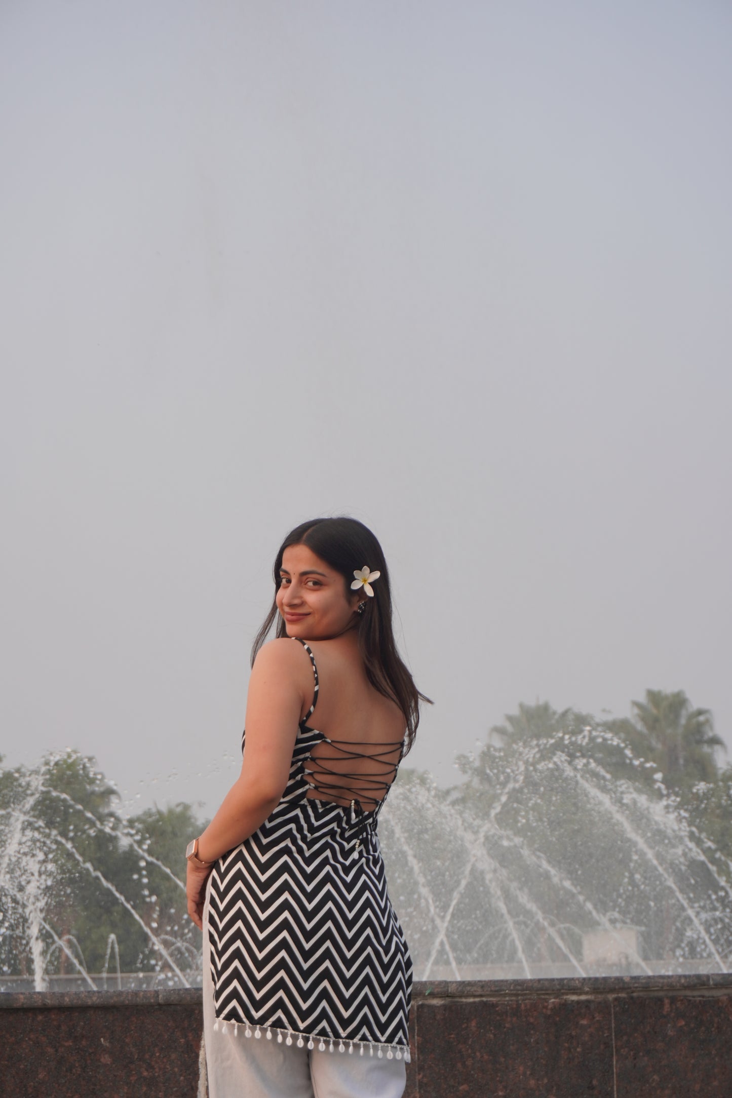 Black & White Zig-Zag Short Kurti