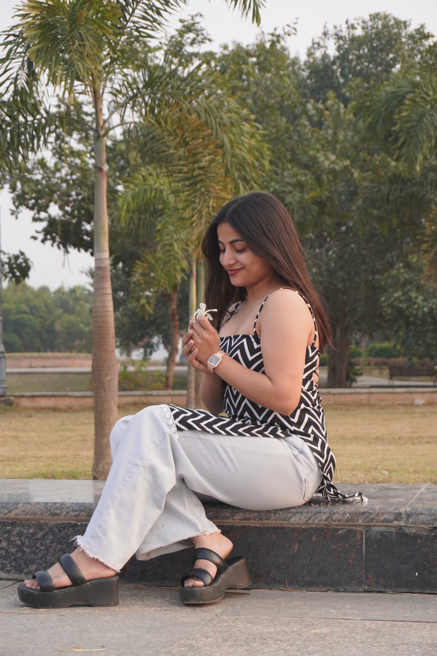 Black & White Zig-Zag Short Kurti
